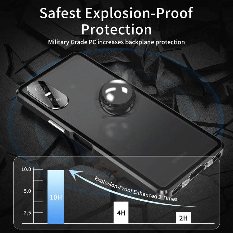For Sony Xperia 10 VI HD Magnetic Metal Tempered Glass Phone Case(Black)