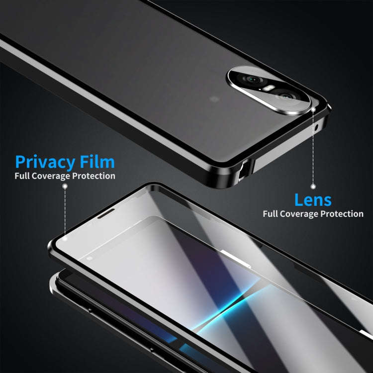 For Sony Xperia 10 VI HD Magnetic Metal Tempered Glass Phone Case(Black)
