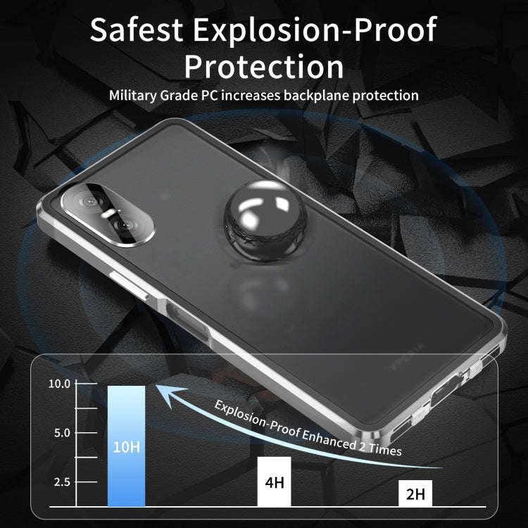 For Sony Xperia 10 VI HD Magnetic Metal Tempered Glass Phone Case(Silver)