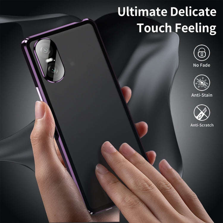 For Sony Xperia 10 VI HD Magnetic Metal Tempered Glass Phone Case(Purple)