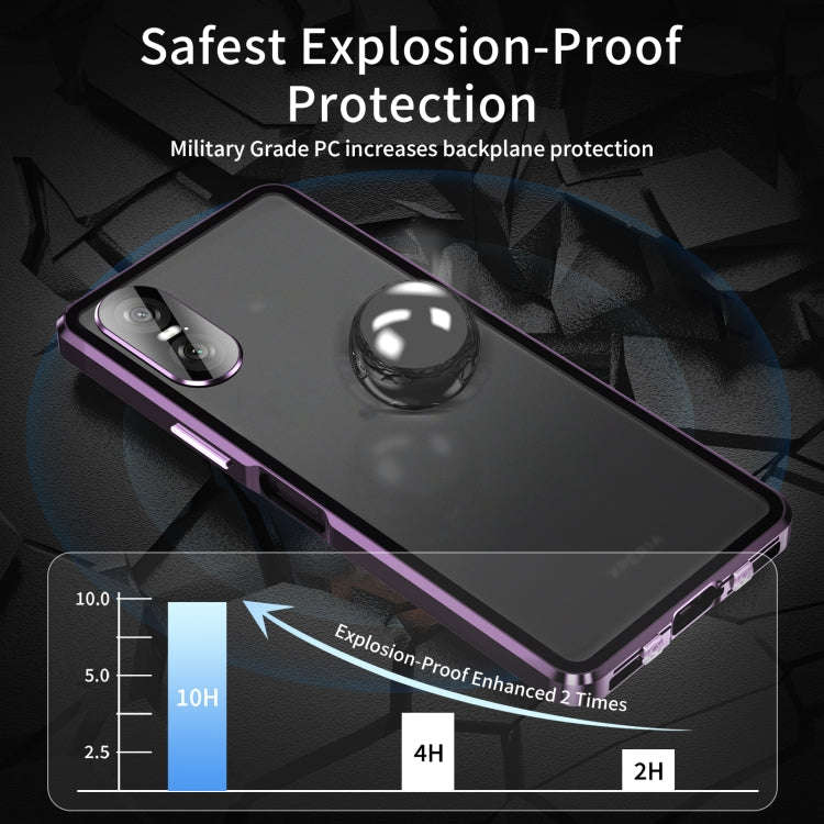 For Sony Xperia 10 VI HD Magnetic Metal Tempered Glass Phone Case(Purple)