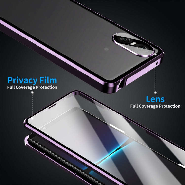 For Sony Xperia 10 VI HD Magnetic Metal Tempered Glass Phone Case(Purple)
