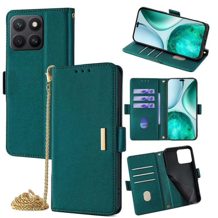 For Honor X8c 4G Global Crossbody Chain Leather Phone Case(Green)