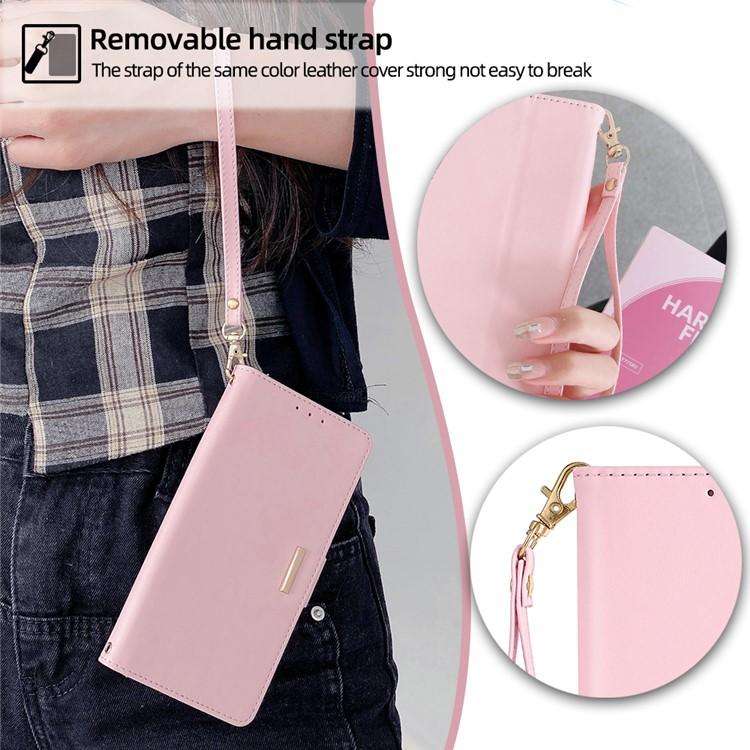 For Honor X8c 4G Global Crossbody Chain Leather Phone Case(Pink)