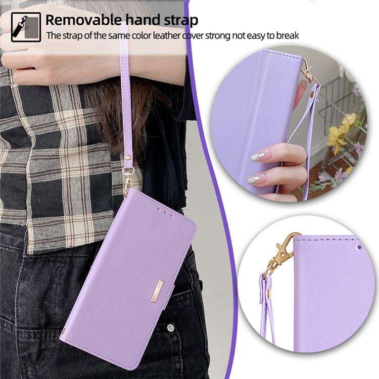 For Honor X8c 4G Global Crossbody Chain Leather Phone Case(Purple)