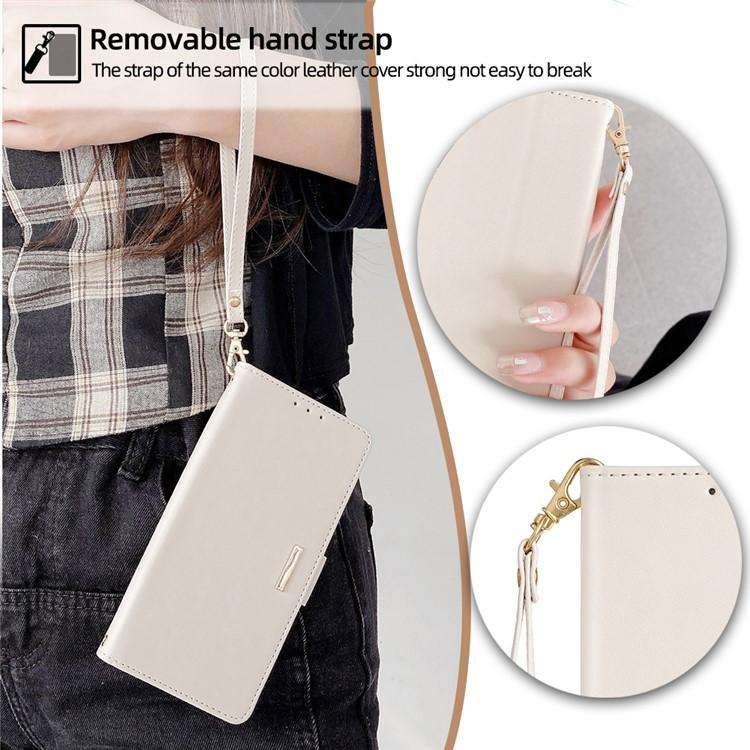For Honor X8c 4G Global Crossbody Chain Leather Phone Case(White)