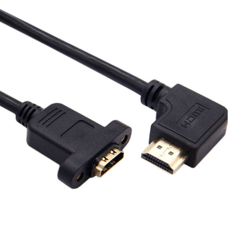 Left Elbow HDTV Male to Female Extension Cable with Ear Screw Holes, Length: 0.5m