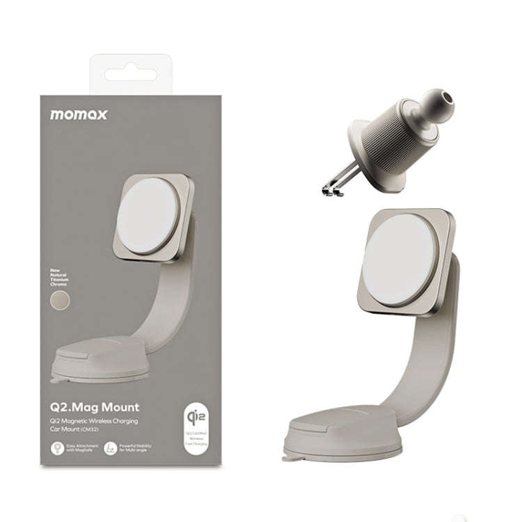 Momax Cm32 Q2 Mag Mount Metal Magnetic Wireless Fast Charging Car Holder