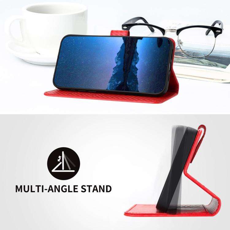 For ZTE Blade A35e 4G YX0070 Carbon Fiber Buckle Leather Phone Case with Lanyard(Red)
