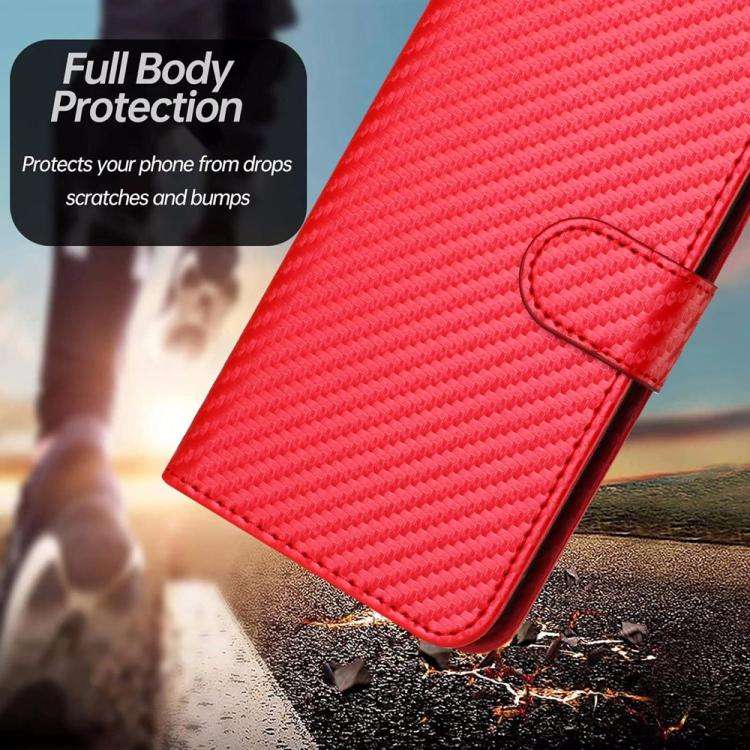 For ZTE Blade A35e 4G YX0070 Carbon Fiber Buckle Leather Phone Case with Lanyard(Red)