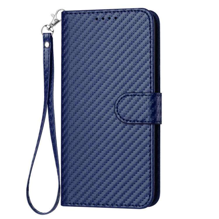 For ZTE Blade A35e 4G YX0070 Carbon Fiber Buckle Leather Phone Case with Lanyard(Royal Blue)