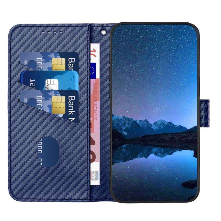 For ZTE Blade A35e 4G YX0070 Carbon Fiber Buckle Leather Phone Case with Lanyard(Royal Blue)