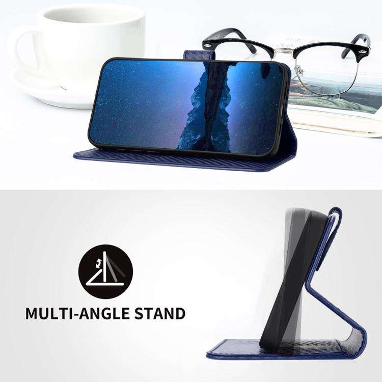 For ZTE Blade A35e 4G YX0070 Carbon Fiber Buckle Leather Phone Case with Lanyard(Royal Blue)