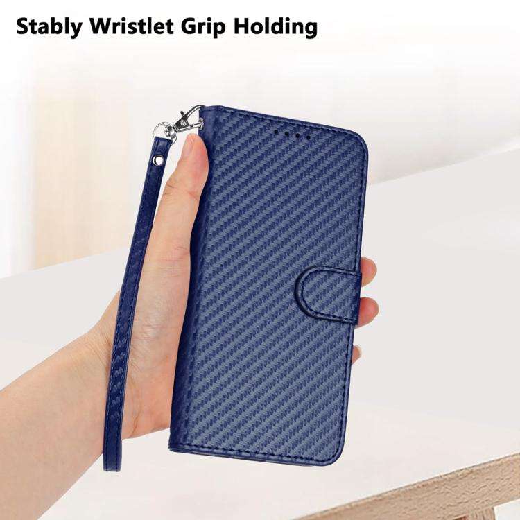 For ZTE Blade A35e 4G YX0070 Carbon Fiber Buckle Leather Phone Case with Lanyard(Royal Blue)