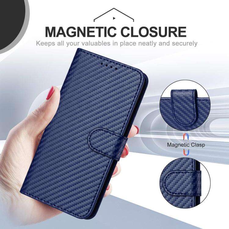 For ZTE Blade A35e 4G YX0070 Carbon Fiber Buckle Leather Phone Case with Lanyard(Royal Blue)
