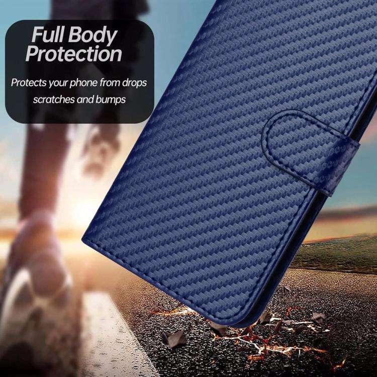 For ZTE Blade A35e 4G YX0070 Carbon Fiber Buckle Leather Phone Case with Lanyard(Royal Blue)
