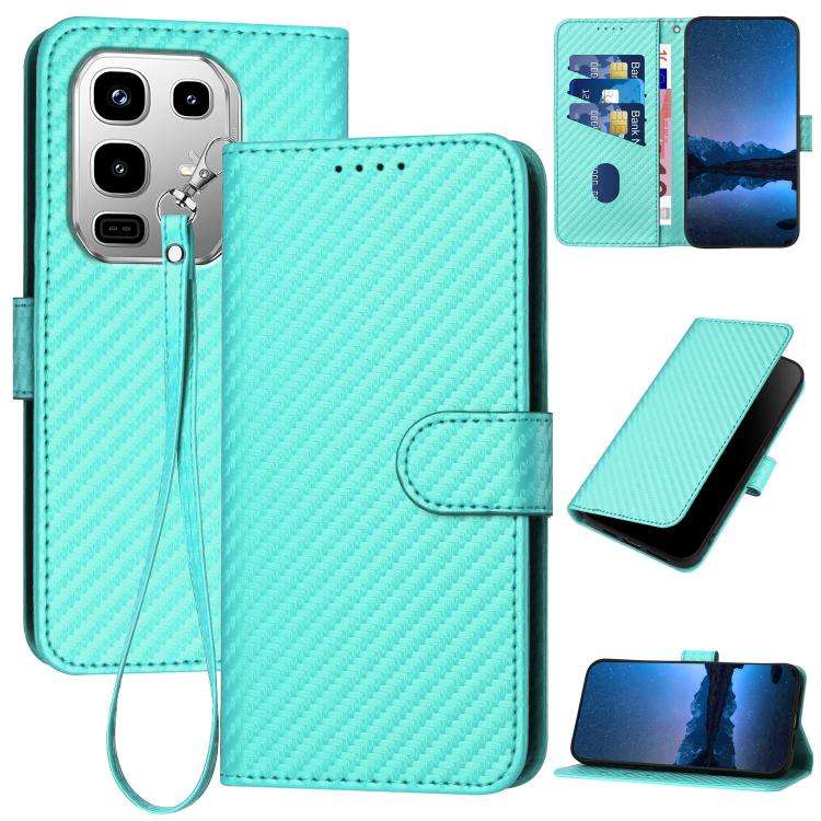 For Infinix Note 50 4G / Note 50 Pro 4G YX0070 Carbon Fiber Buckle Leather Phone Case with Lanyar...