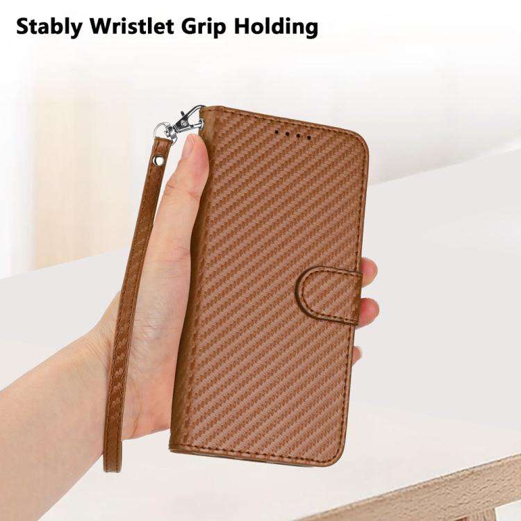 For Infinix Note 50 4G / Note 50 Pro 4G YX0070 Carbon Fiber Buckle Leather Phone Case with Lanyar...