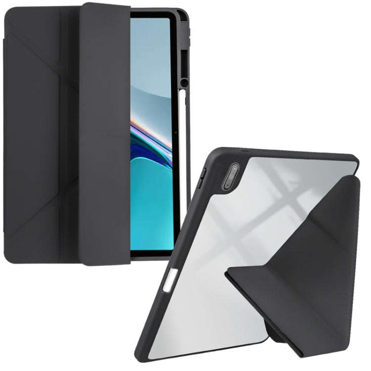 For Huawei MatePad 11 2021 / 2023 Clear Acrylic Deformation Leather Tablet Case(Black)