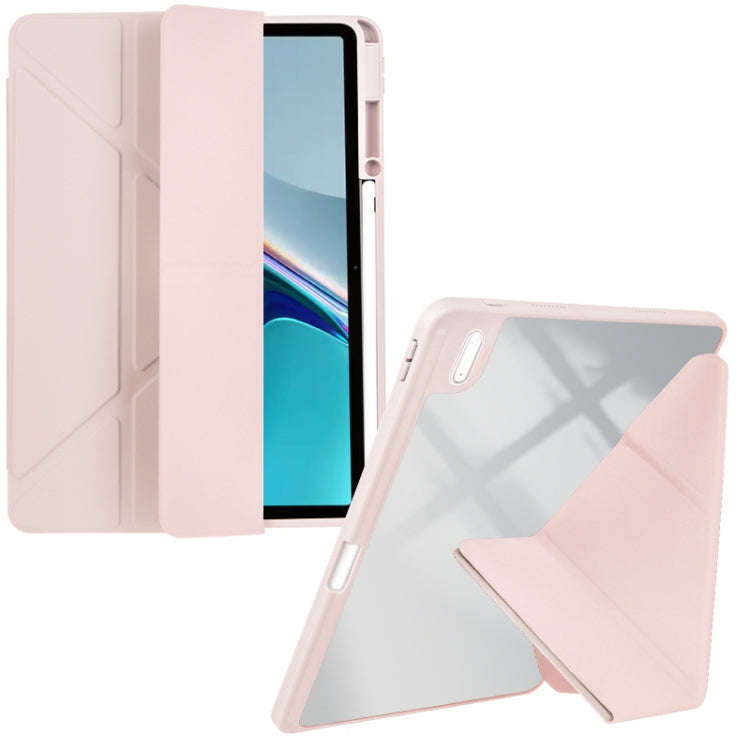 For Huawei MatePad 11 2021 / 2023 Clear Acrylic Deformation Leather Tablet Case(Pink)