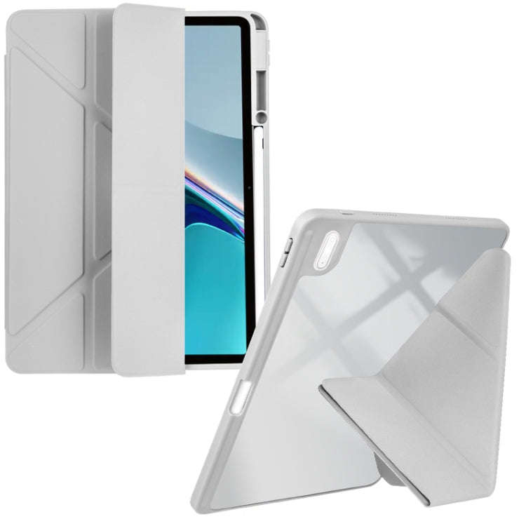 For Huawei MatePad 11 2021 / 2023 Clear Acrylic Deformation Leather Tablet Case(Grey)