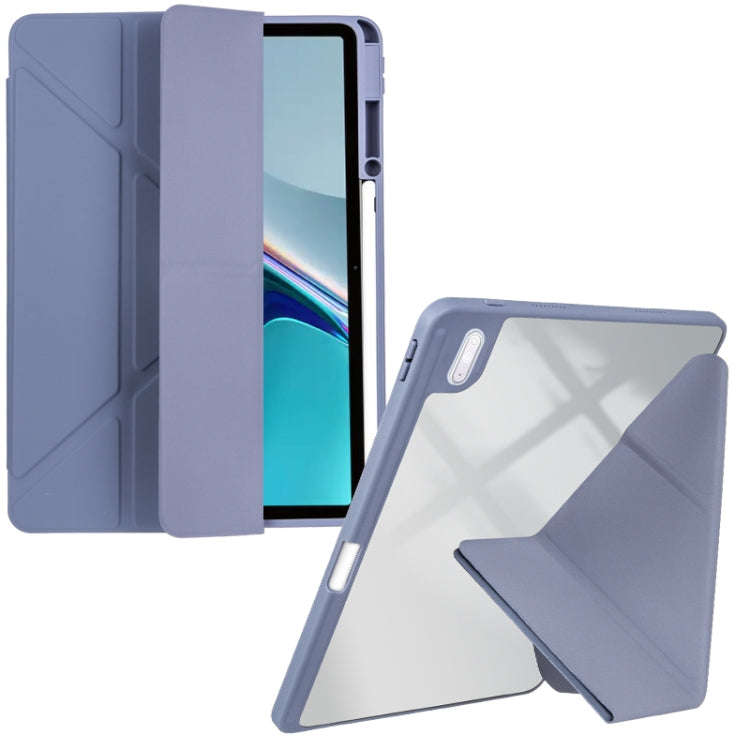 For Huawei MatePad 11 2021 / 2023 Clear Acrylic Deformation Leather Tablet Case(Lavender Purple)