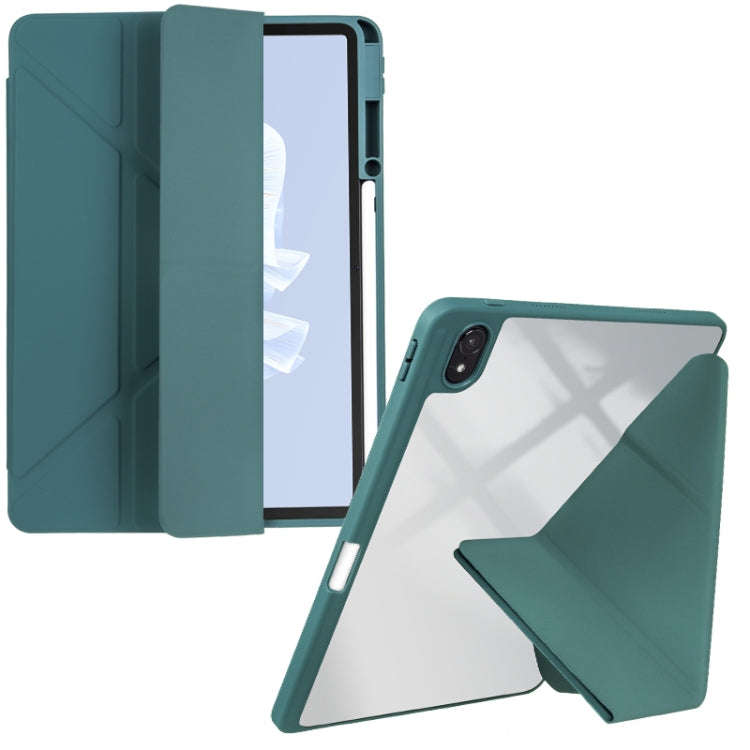 For Huawei MatePad Air 11.5 2023 Clear Acrylic Deformation Leather Tablet Case(Dark Green)