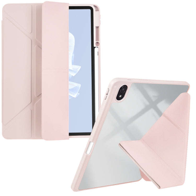For Huawei MatePad Air 11.5 2023 Clear Acrylic Deformation Leather Tablet Case(Pink)