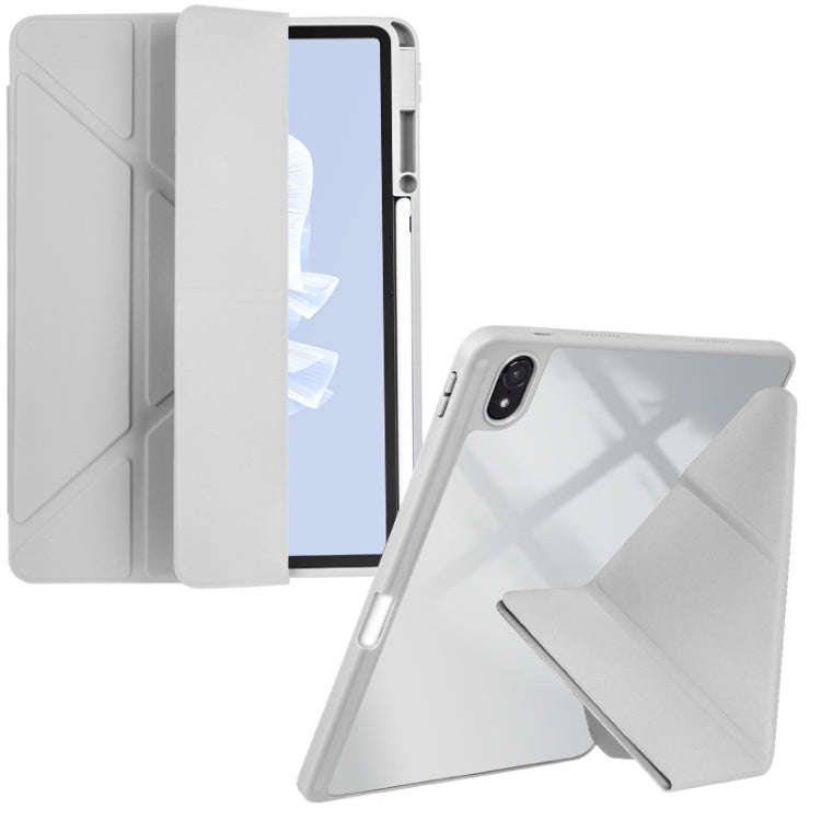 For Huawei MatePad Air 11.5 2023 Clear Acrylic Deformation Leather Tablet Case(Grey)