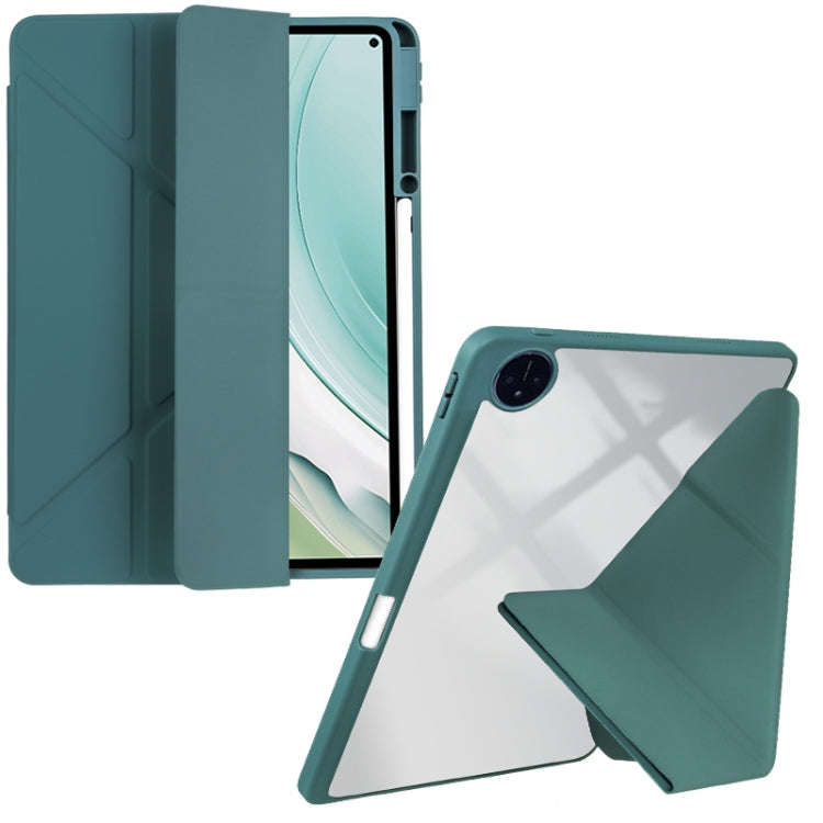 For Huawei MatePad Pro 11 2022 / 2024 Clear Acrylic Deformation Leather Tablet Case(Dark Green)