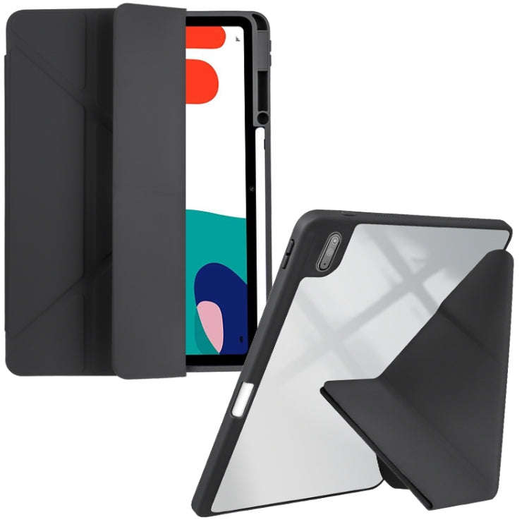 For Huawei MatePad 10.4 Clear Acrylic Deformation Leather Tablet Case(Black)