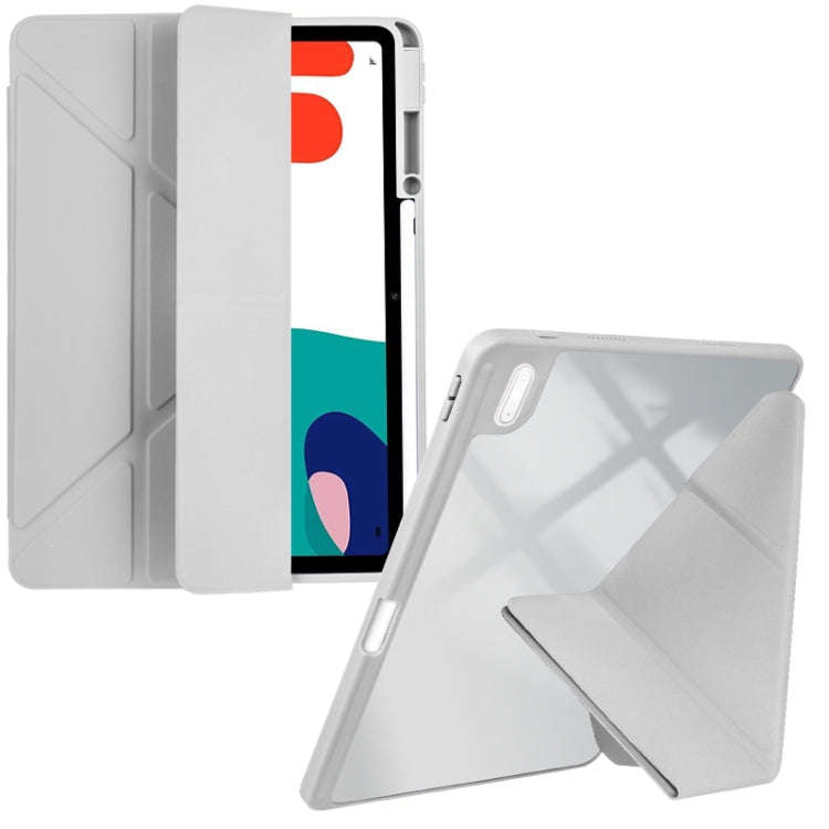 For Huawei MatePad 10.4 Clear Acrylic Deformation Leather Tablet Case(Grey)