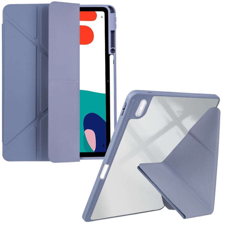 For Huawei MatePad 10.4 Clear Acrylic Deformation Leather Tablet Case(Lavender Purple)