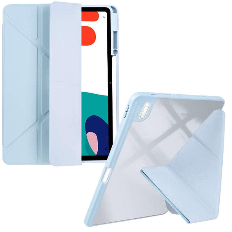For Huawei MatePad 10.4 Clear Acrylic Deformation Leather Tablet Case(Ice Blue)