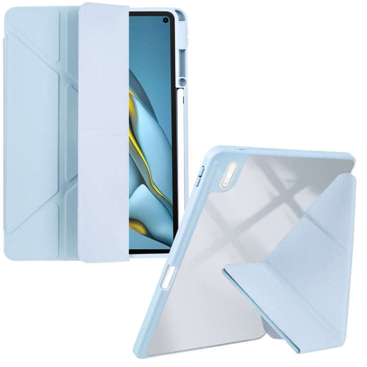 For Huawei MatePad 10.8 Clear Acrylic Deformation Leather Tablet Case(Ice Blue)