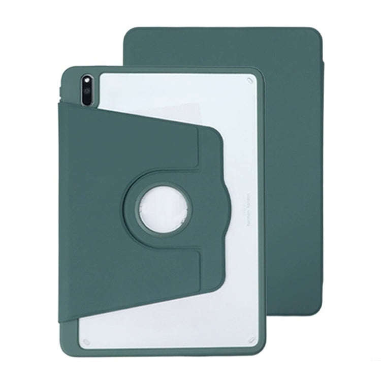 For Huawei MatePad 10.8 Acrylic 360 Degree Rotation Holder Tablet Leather Case(Dark Green)