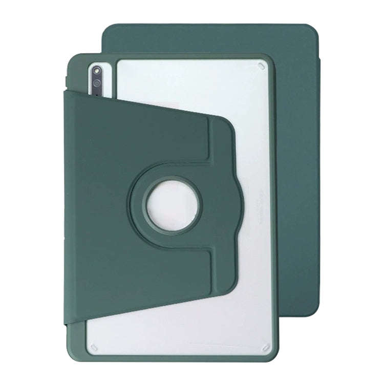 For Huawei MatePad 10.4 Acrylic 360 Degree Rotation Holder Tablet Leather Case(Dark Green)