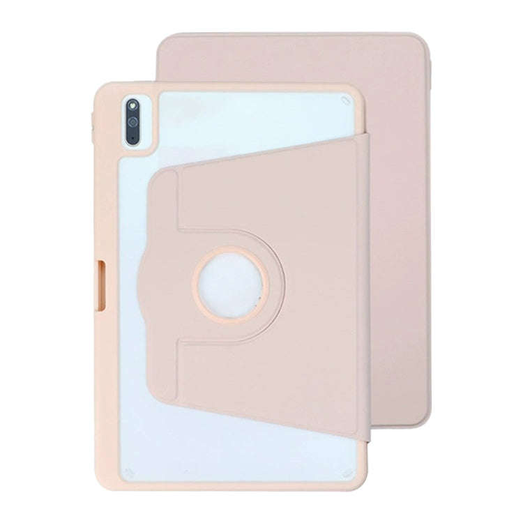 For Huawei MatePad 10.4 Acrylic 360 Degree Rotation Holder Tablet Leather Case(Pink)