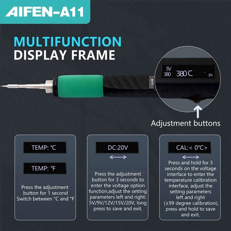 Aifen A11 Portable USB Charging Soldering Station with C210 Handle, EU Plug