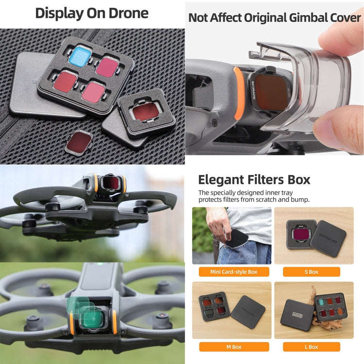 For DJI Avata 2 Sunnylife Camera Lens Filter, Filter:6 in 1 MCUV ND8/16/32/64/128