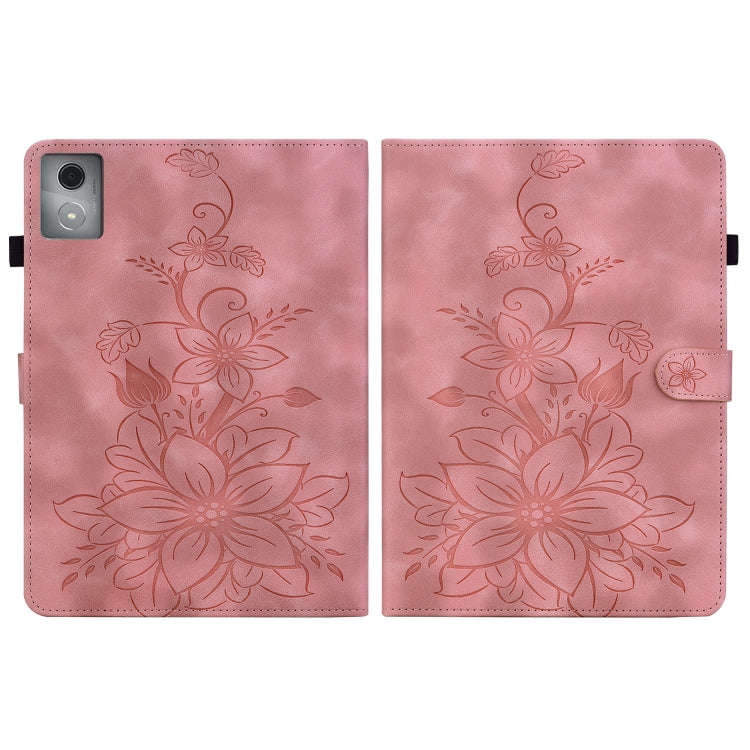 For Lenovo Tab K11 Plus Lily Embossed Leather Tablet Case(Pink)