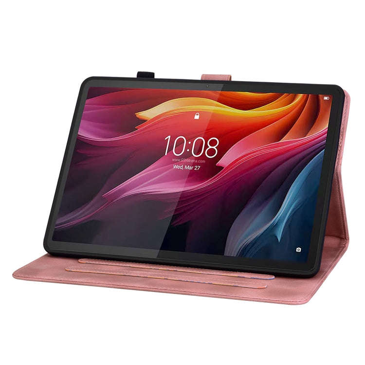 For Lenovo Tab K11 Plus Lily Embossed Leather Tablet Case(Pink)