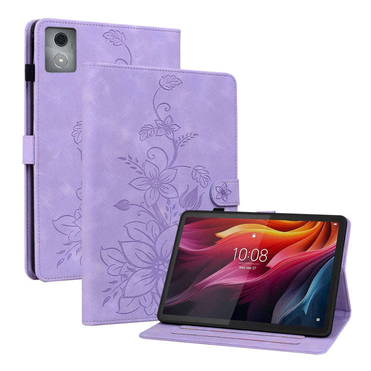 For Lenovo Tab K11 Plus Lily Embossed Leather Tablet Case(Purple)
