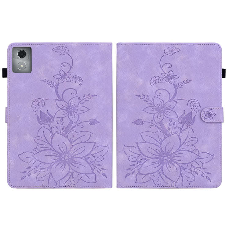 For Lenovo Tab K11 Plus Lily Embossed Leather Tablet Case(Purple)