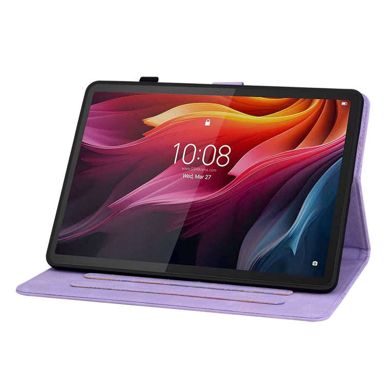 For Lenovo Tab K11 Plus Lily Embossed Leather Tablet Case(Purple)
