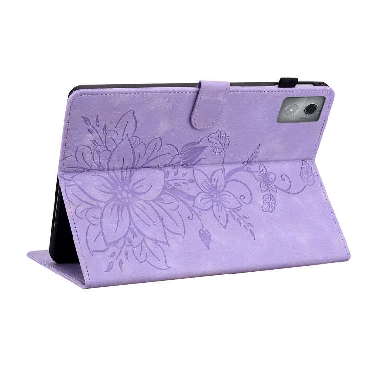 For Lenovo Tab K11 Plus Lily Embossed Leather Tablet Case(Purple)