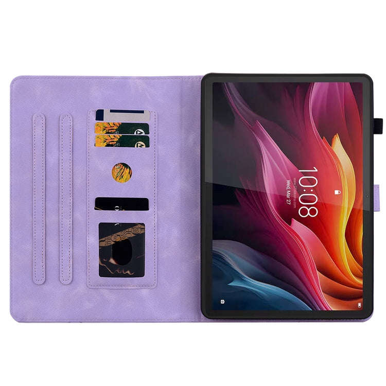 For Lenovo Tab K11 Plus Lily Embossed Leather Tablet Case(Purple)