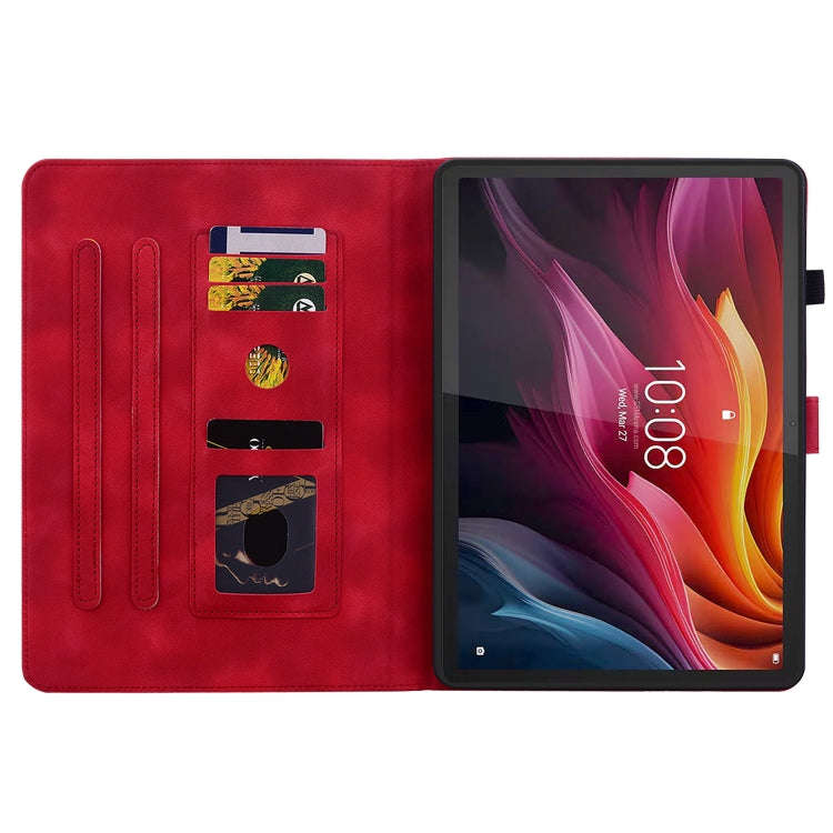 For Lenovo Tab K11 Plus Lily Embossed Leather Tablet Case(Red)