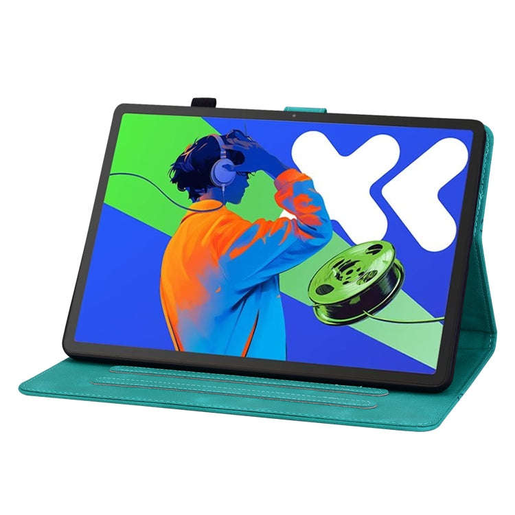 For Lenovo Tab P12 12.7 2025 Lily Embossed Leather Tablet Case(Green)