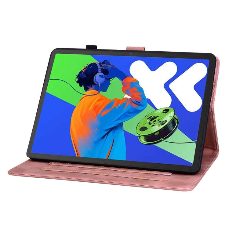 For Lenovo Tab P12 12.7 2025 Lily Embossed Leather Tablet Case(Pink)